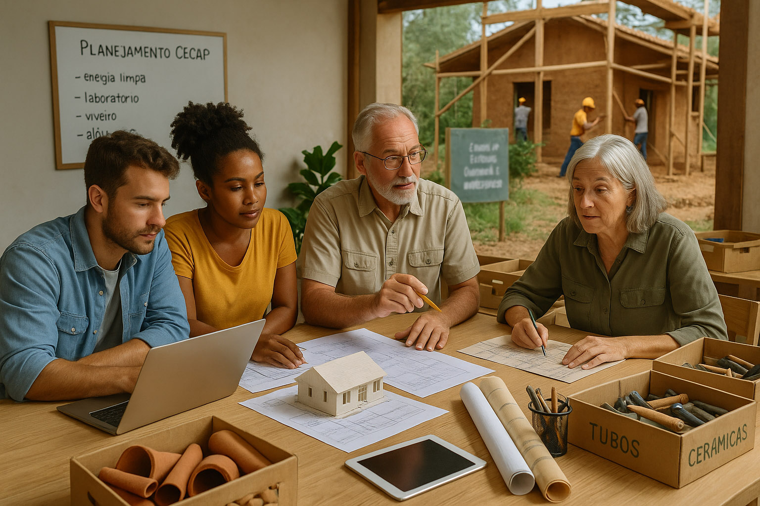Ação comunitária e chamada à colaboração no projeto CECAP da Associação Verde Esperança, com foco em voluntariado, doações e participação social.
