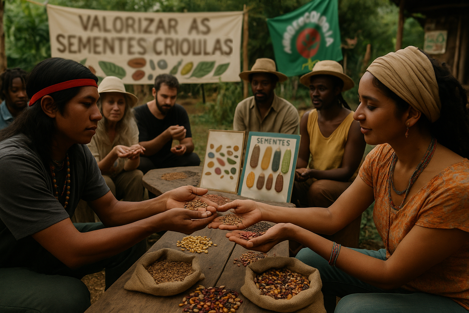 Imagem representando a perda da biodiversidade agrícola e a importância da preservação de sementes tradicionais, tema central da Feira da Associação Verde Esperança.