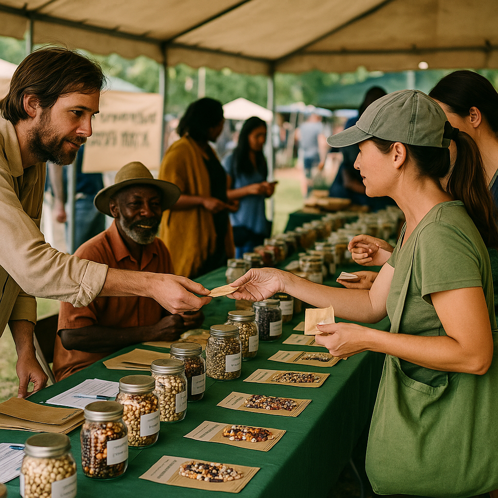 Ações educativas e comunitárias promovidas pelo projeto Feira de Troca de Sementes da Associação Verde Esperança, com destaque para oficinas, bancos de sementes e saberes populares.