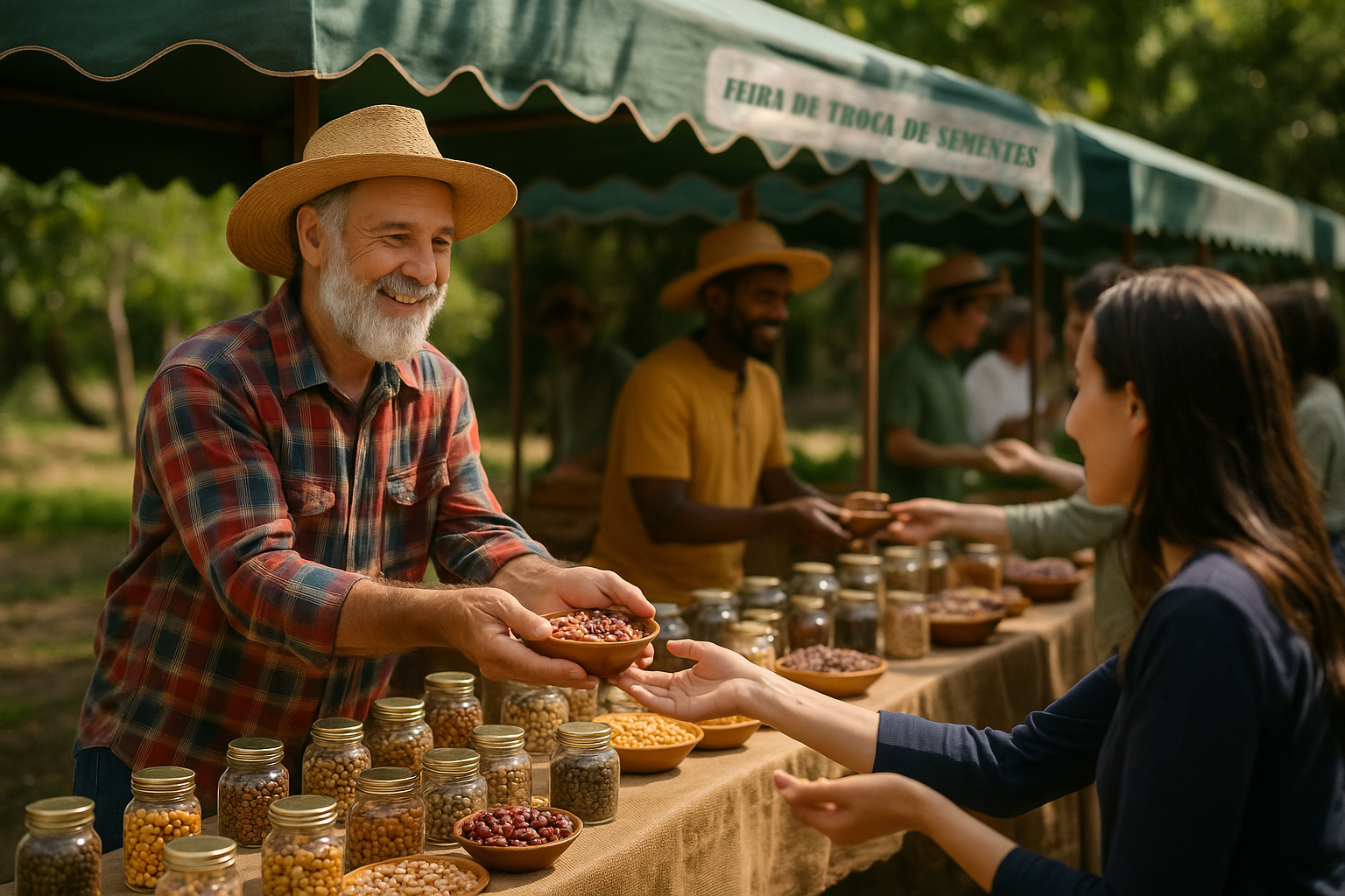 Formas de apoio ao projeto Feira de Troca de Sementes da Associação Verde Esperança, como doações, voluntariado e apoio científico à catalogação de variedades.