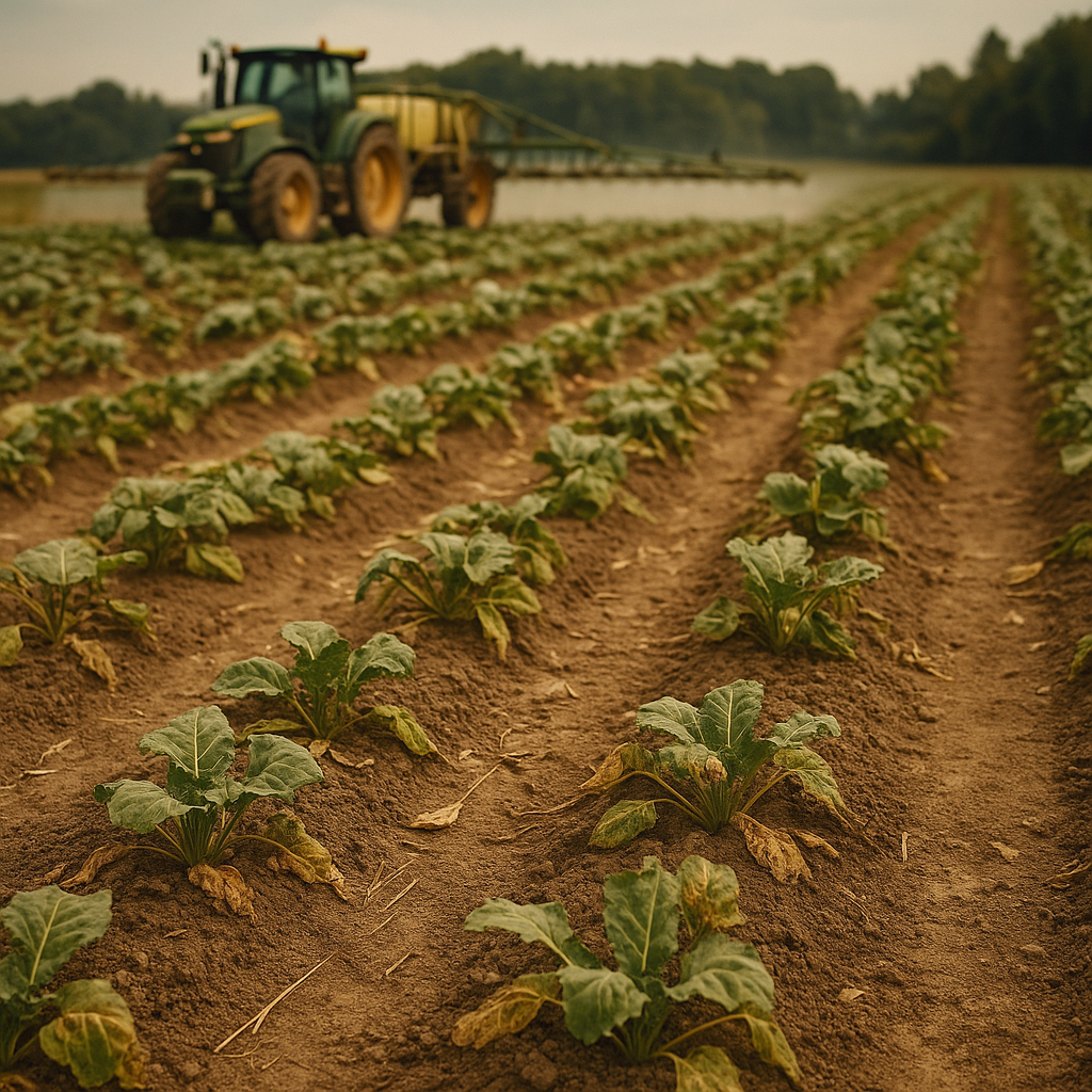 Imagem representando os impactos negativos do modelo agrícola dominante no Brasil, tema abordado pelo projeto Mãos na Terra da Associação Verde Esperança.