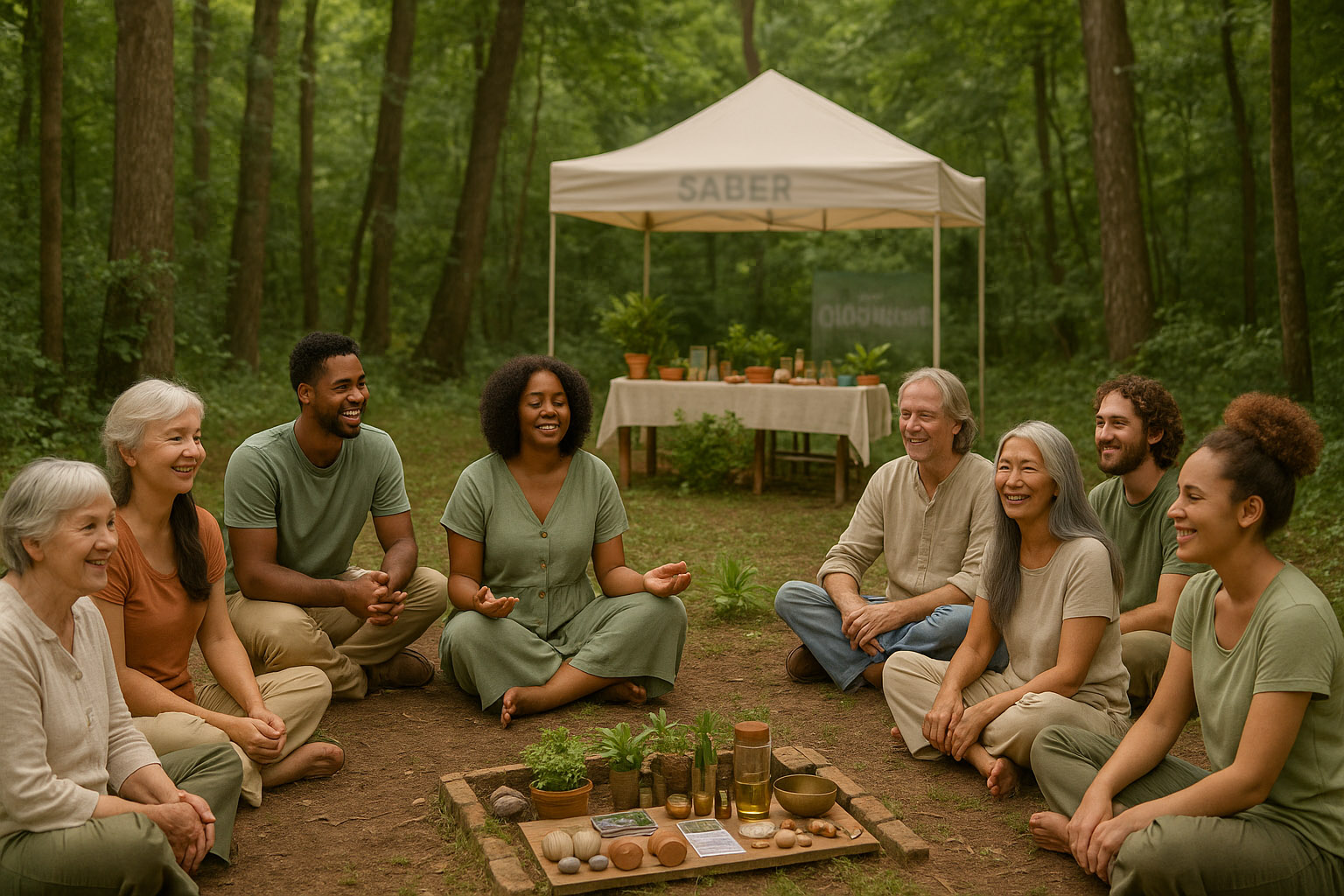 Oficinas e rodas terapêuticas promovidas pelo projeto SABER da Associação Verde Esperança, com foco em autoconhecimento, bem viver e integração entre ciência e tradição.